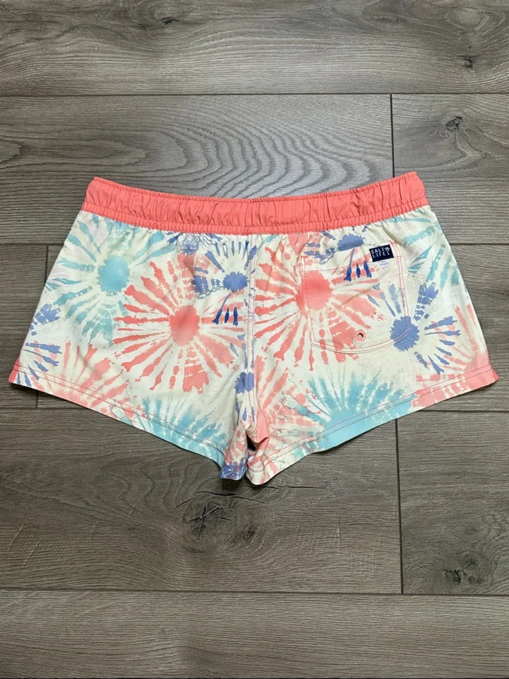 Salt Life Peace Maker Volley Surf Swim Board Shorts Tie Dye Orange Blue Medium